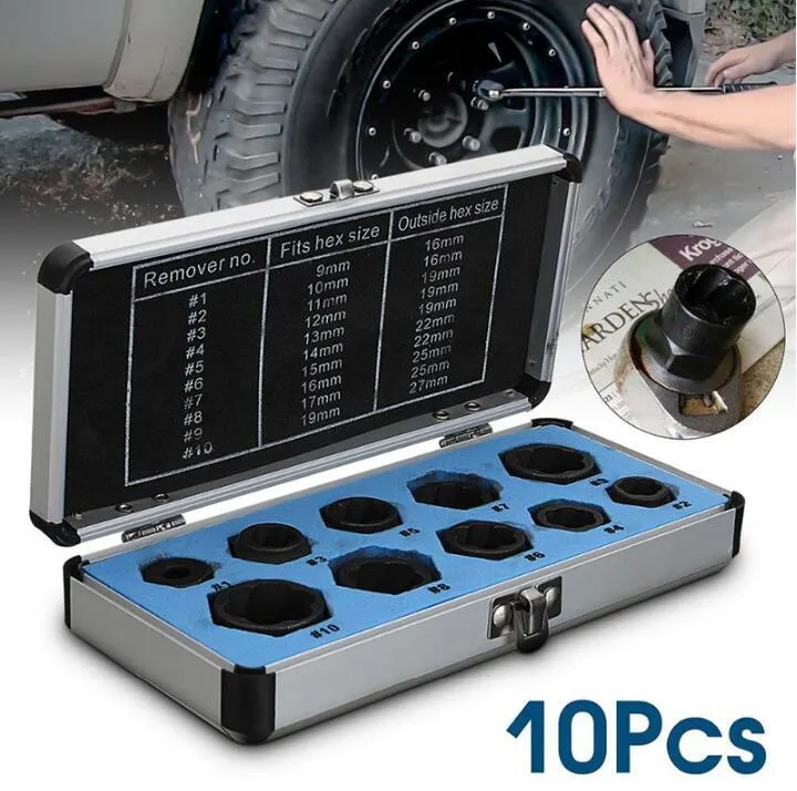 10pcs/Set Damaged Bolts Nuts Screws Remover Extractor Removal