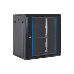 12U Pre-assembled Wall Mount Network Server Cabinet | Locking Glass Door, 2 Fans, Network Enclosure for IT/Data Computer Equipment