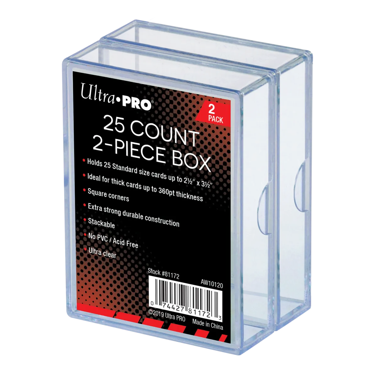 2-Piece 25-Count Clear Card Storage Boxes (2ct)