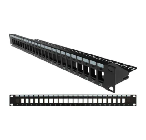 24 Port 1U Keystone Blank Patch Panel with Cable Manager