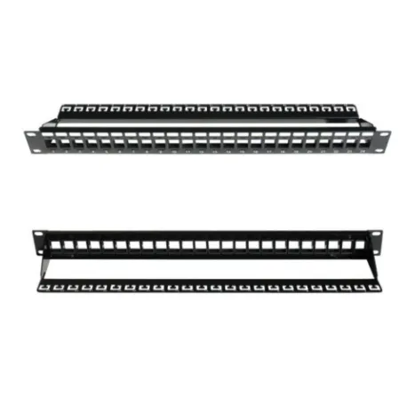 24 Port 1U Keystone Blank Patch Panel with Cable Manager
