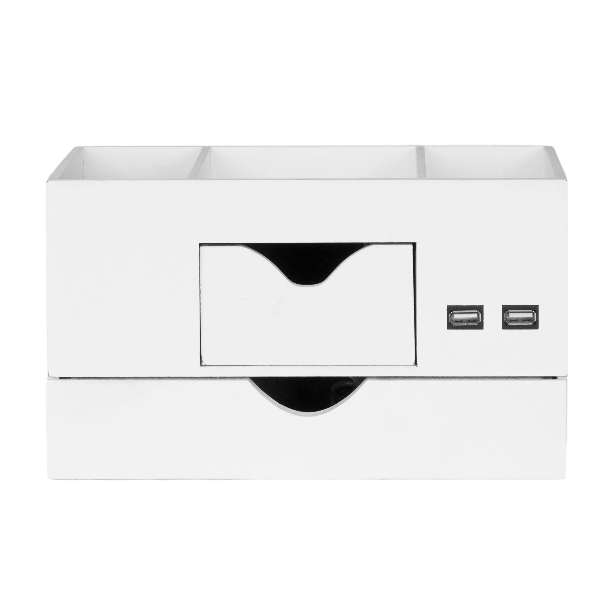 3 Tier Desk Organizer with USB Port - White