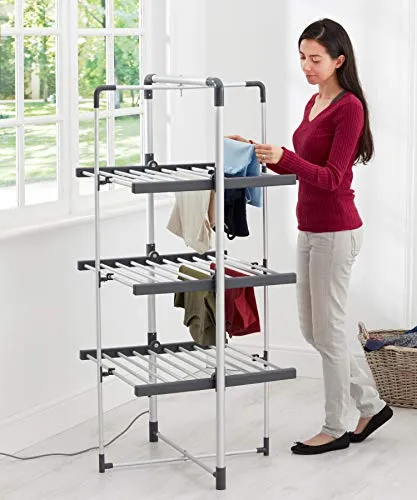 3-Tier Heated Clothes Airer Aluminium BLACK DECKER 63099 (New)