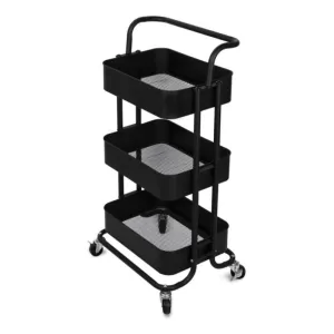 3-Tier Kitchen Trolley Black