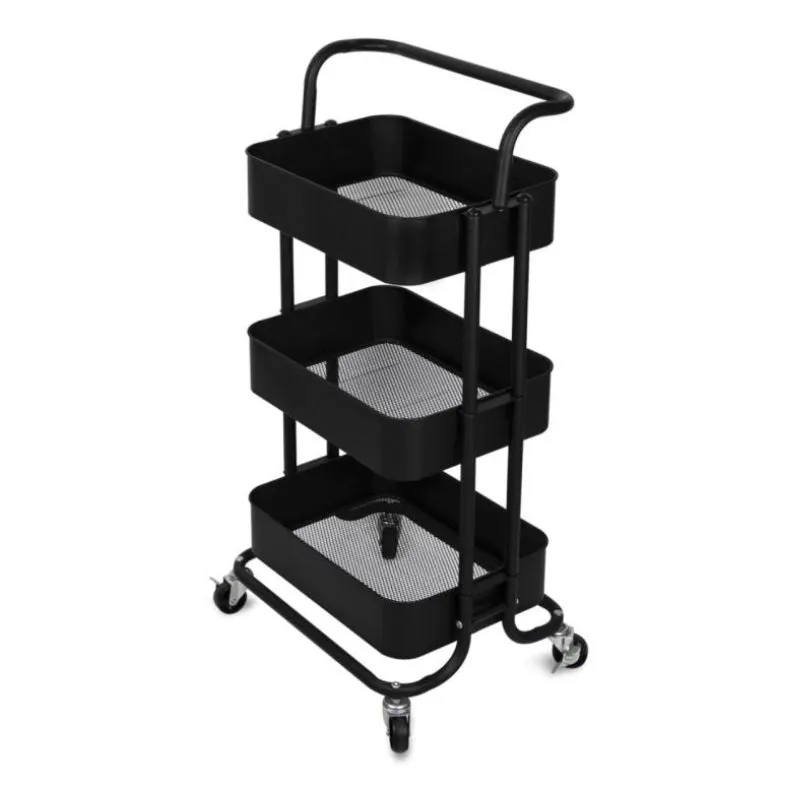 3-Tier Kitchen Trolley Black