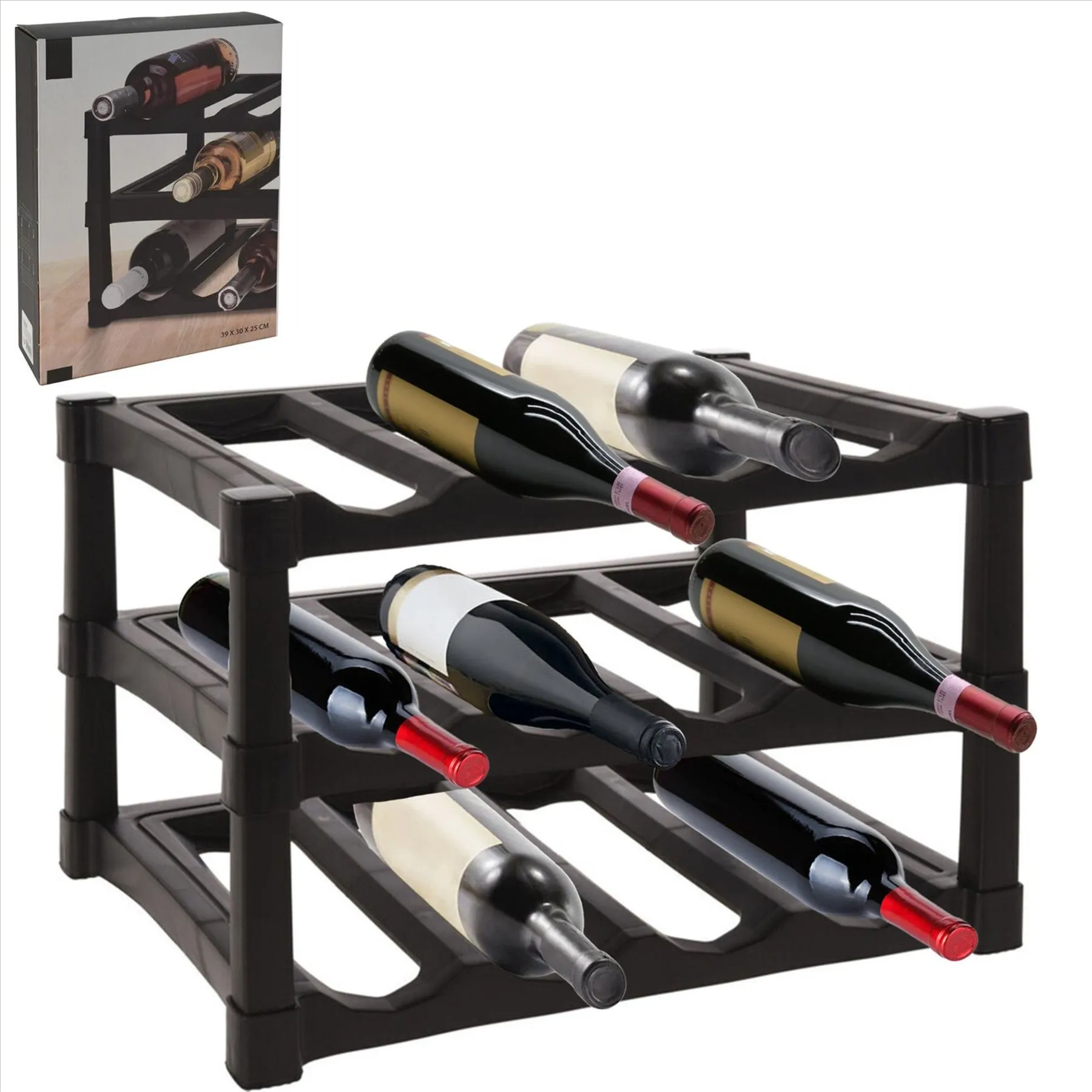 3 Tier Stackable 12 Bottle Wine Storage Rack