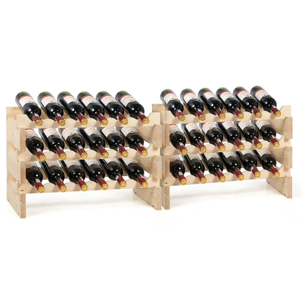 36 Bottles Stackable Wooden Wine Rack