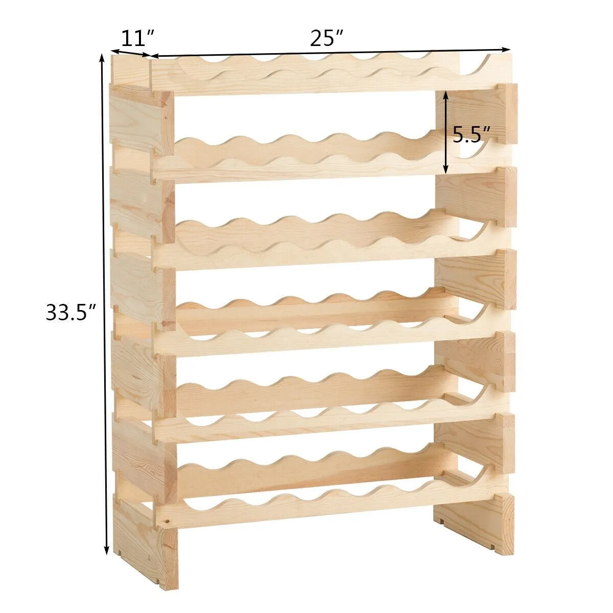 36 Bottles Stackable Wooden Wine Rack
