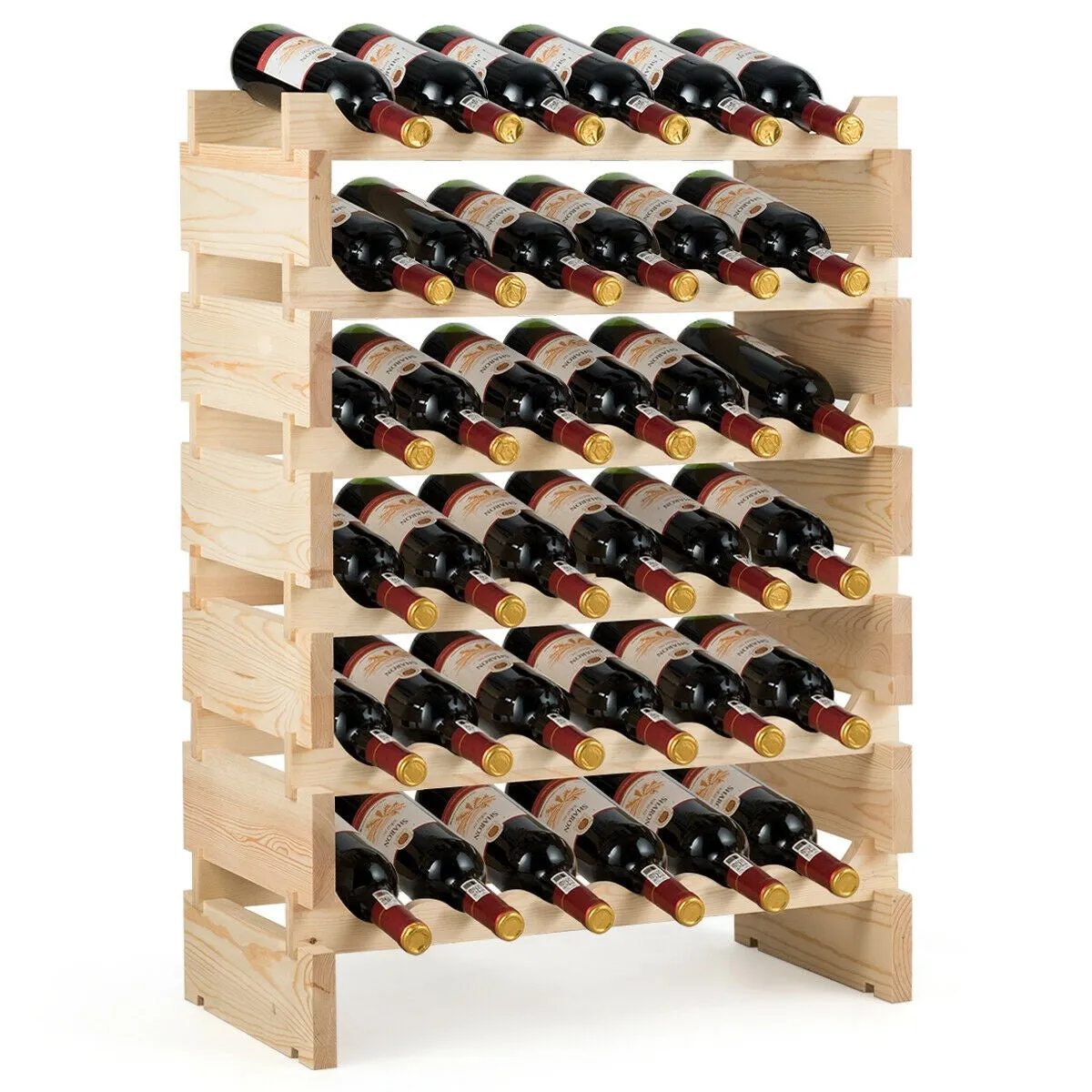 36 Bottles Stackable Wooden Wine Rack