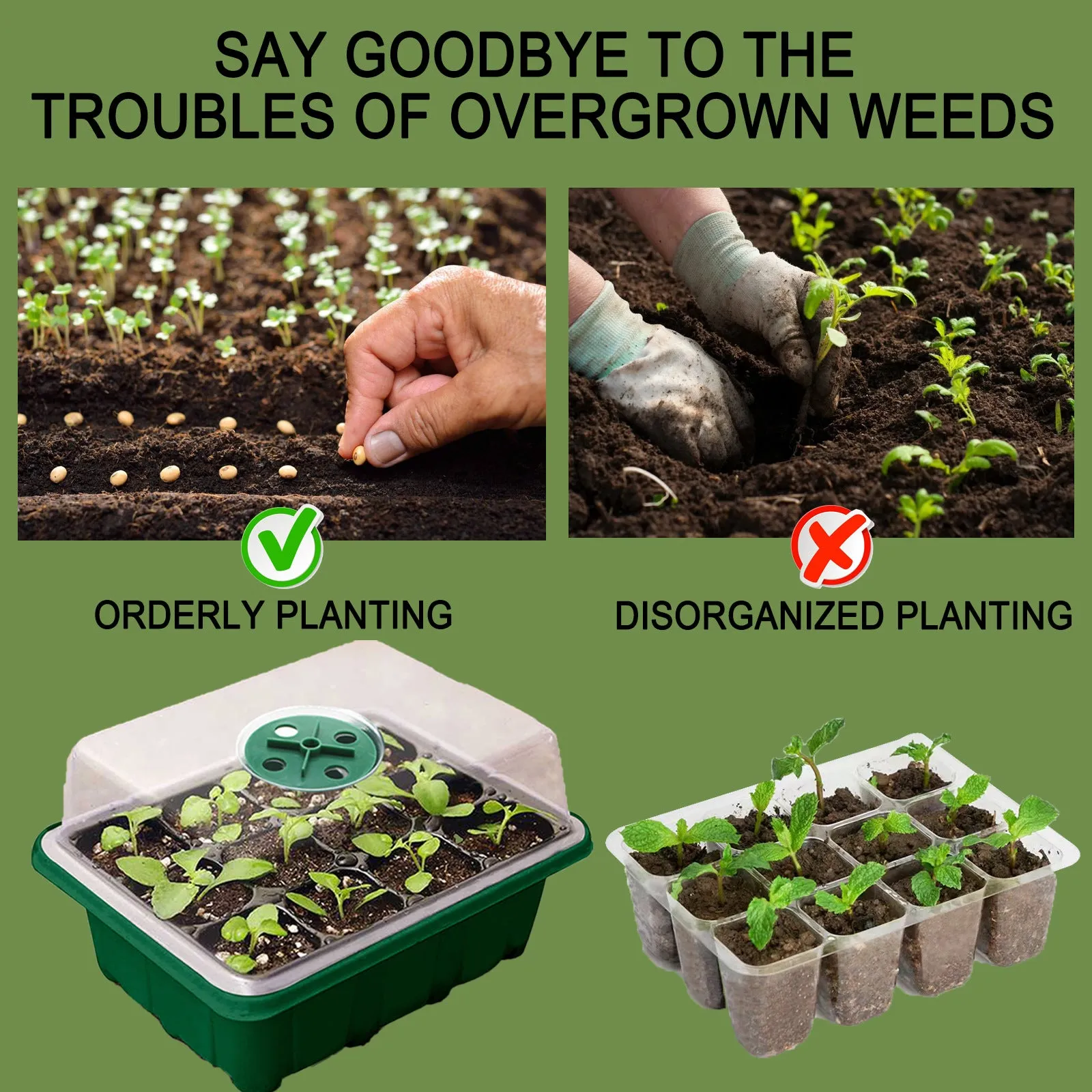 4-Pack Seed Starter Tray Seedling Starter Kits