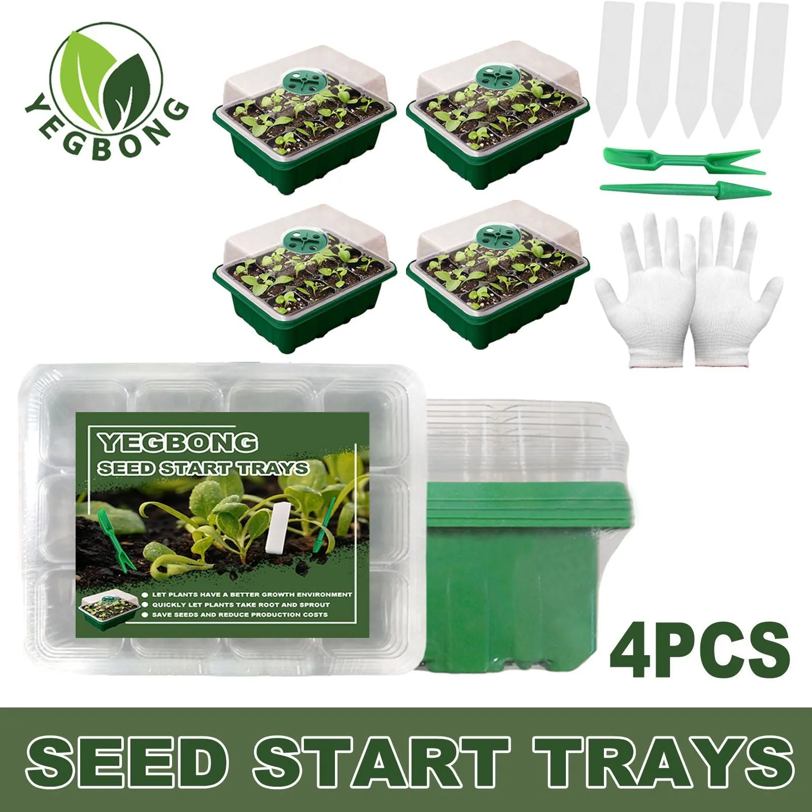 4-Pack Seed Starter Tray Seedling Starter Kits