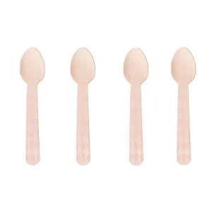 8 Wooden spoons Losanges - Light pink