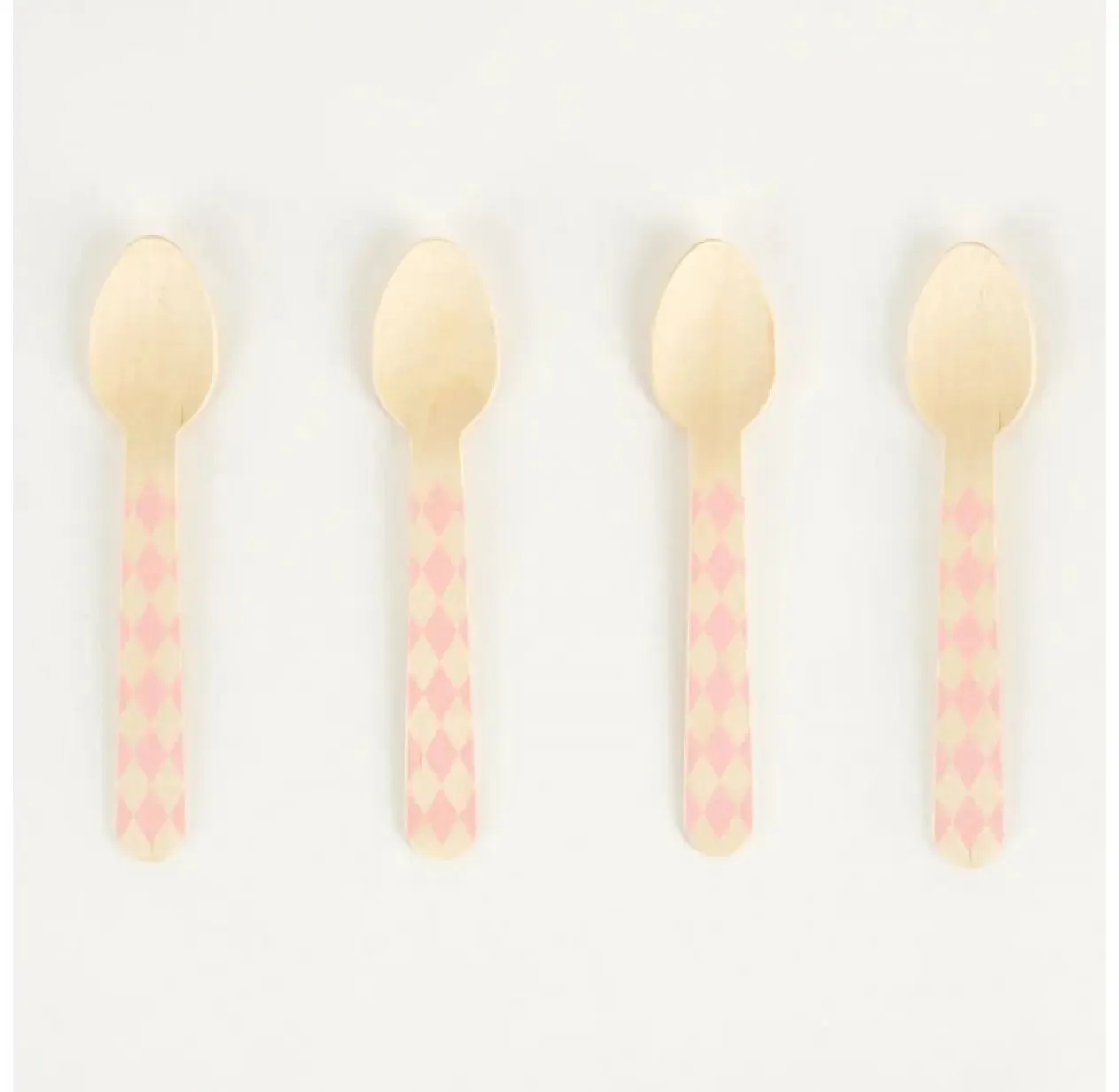 8 Wooden spoons Losanges - Light pink