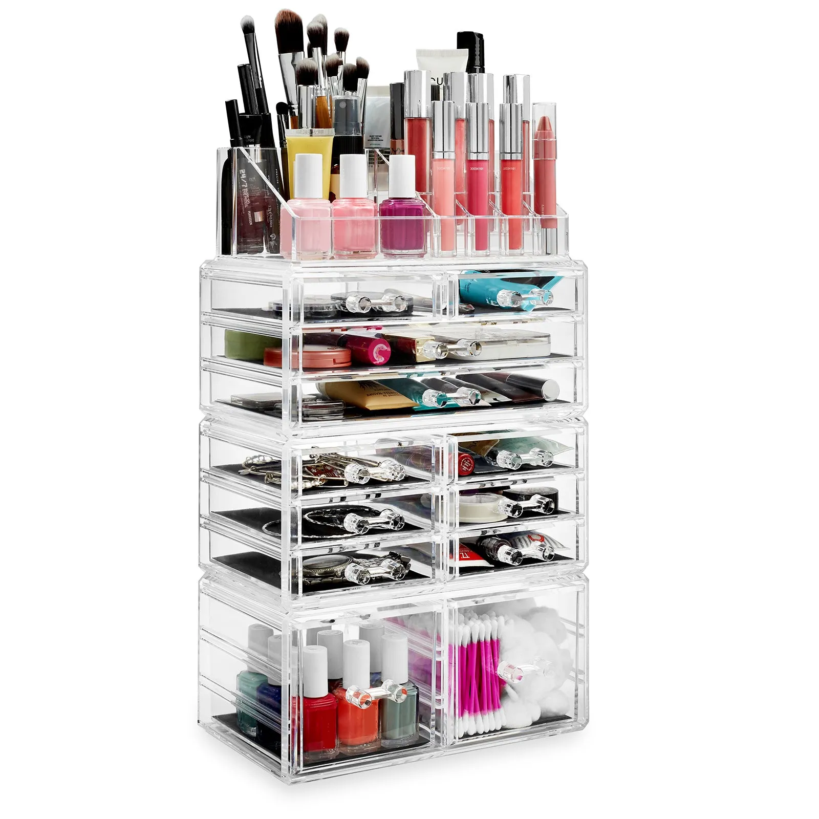 Acrylic Makeup Cosmetic Organizer & Jewelry Storage Set - Large