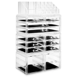 Acrylic Makeup Cosmetic Organizer & Jewelry Storage Set - Large