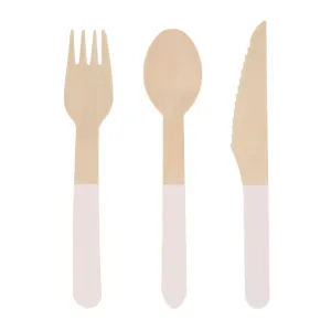 Ballet slipper pink wooden cutlery set