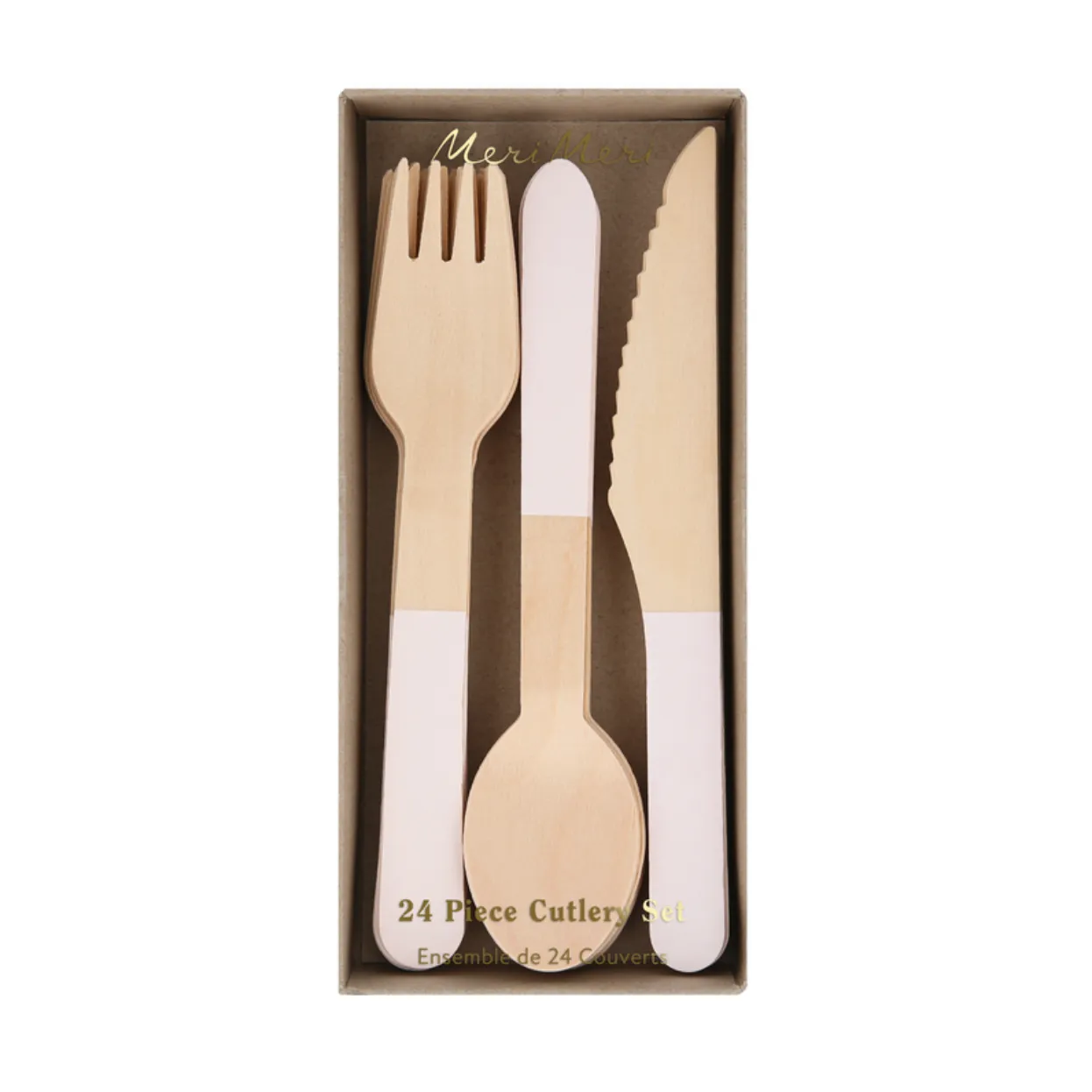 Ballet slipper pink wooden cutlery set