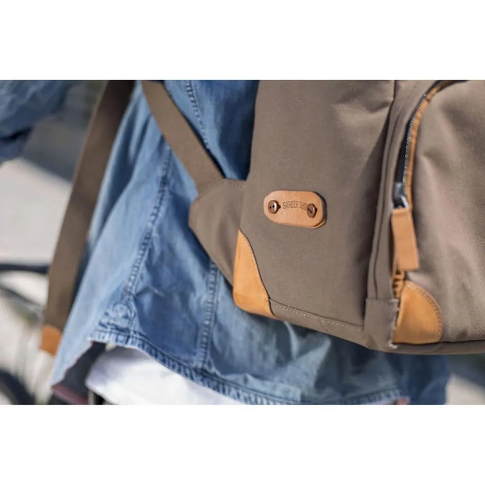 Barber Shop "Mop Top" Camera Backpack (Canvas & Leather, Sand)