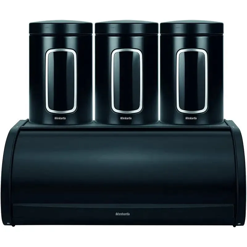 Brabantia Roll Top Bread Bin - Matt Black - Large