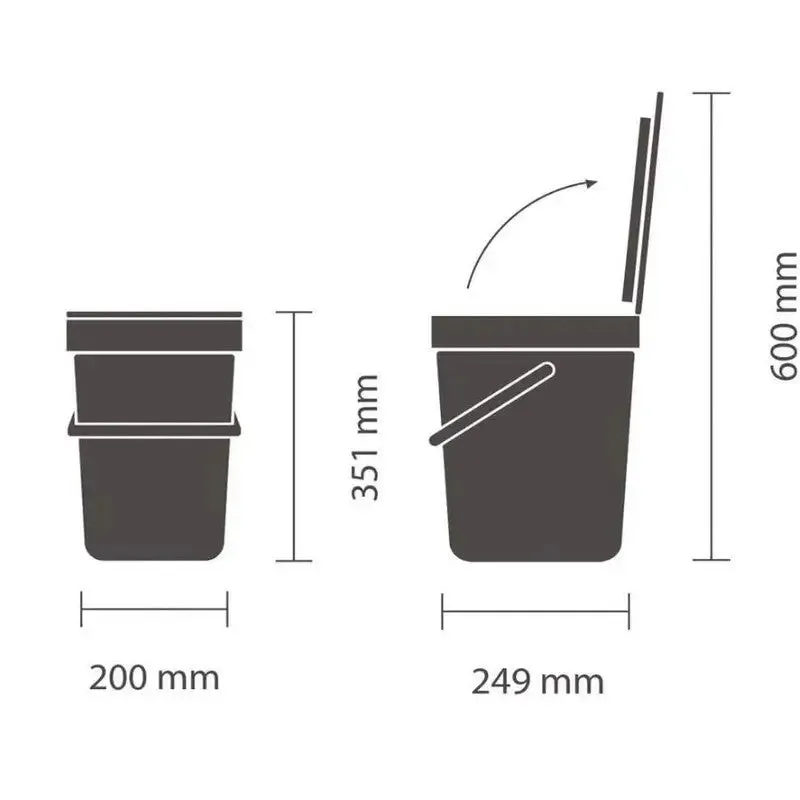 Brabantia Sort & Go Waste Bin, 12L - Grey