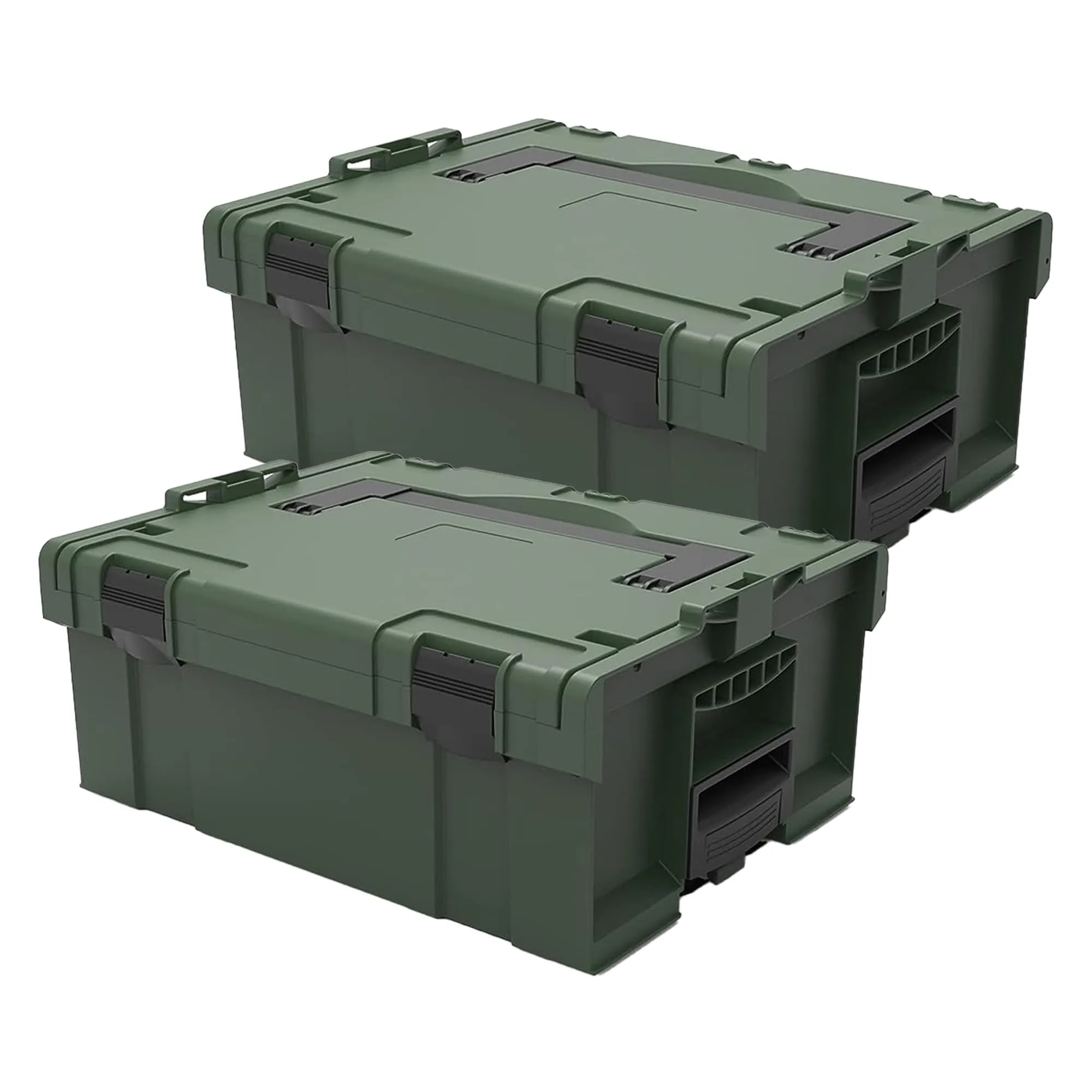 Cheston High Grade Plastic Tool Box for Tools I Tool Kit Box for Garage and Home/Tool Box Without Tools I Professional Stackable Boxes with Interlocking System with One-Click MEDIUM, Set of 2