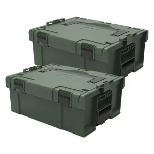 Cheston High Grade Plastic Tool Box for Tools I Tool Kit Box for Garage and Home/Tool Box Without Tools I Professional Stackable Boxes with Interlocking System with One-Click MEDIUM, Set of 2