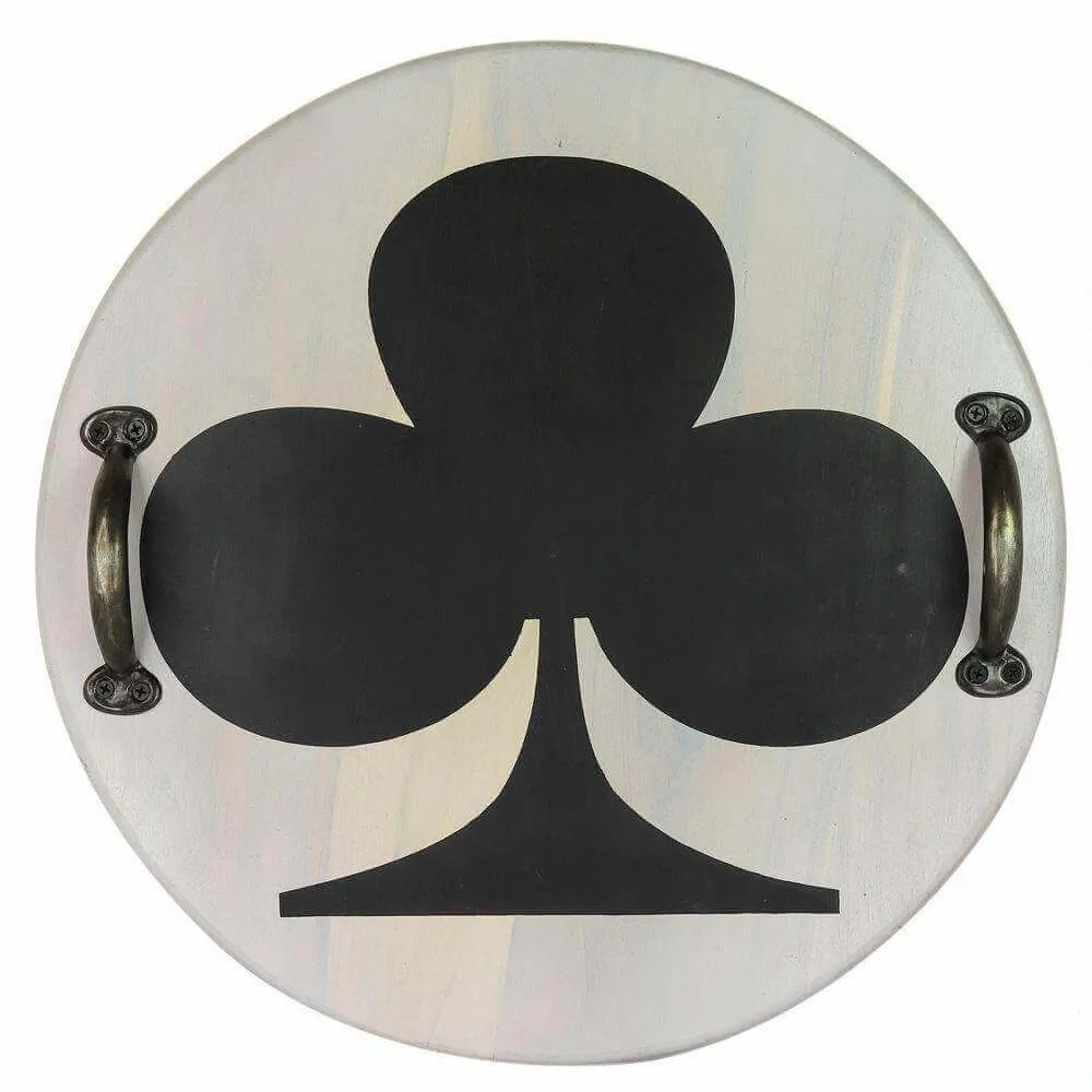 Clubs of Cards Wooden Tray with Handle