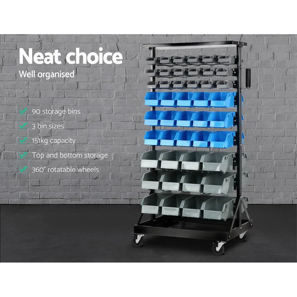 Double-sided 90-Bin Storage Rack, Rust-resistant - Giantz