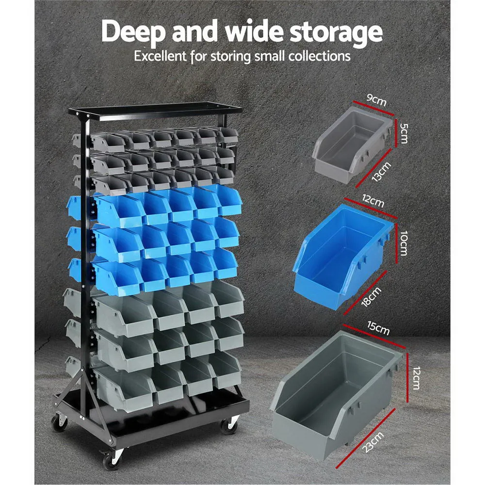 Double-sided 90-Bin Storage Rack, Rust-resistant - Giantz