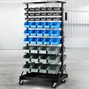 Double-sided 90-Bin Storage Rack, Rust-resistant - Giantz