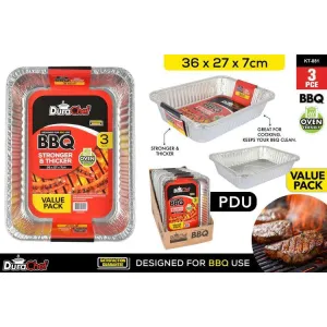 DuraChef Medium Foil Trays 3pce - Designed for BBQ