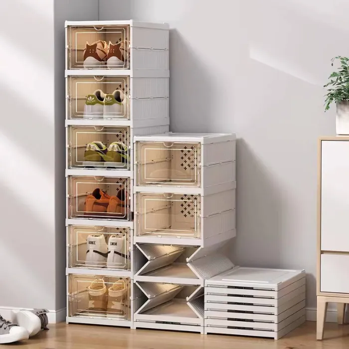 Foldable storage shoe rack