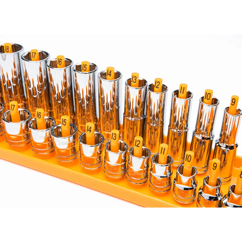 GearWrench 83119 3-Piece 1/4", 3/8" & 1/2" Drive Orange Metric Socket Storage Tray Set