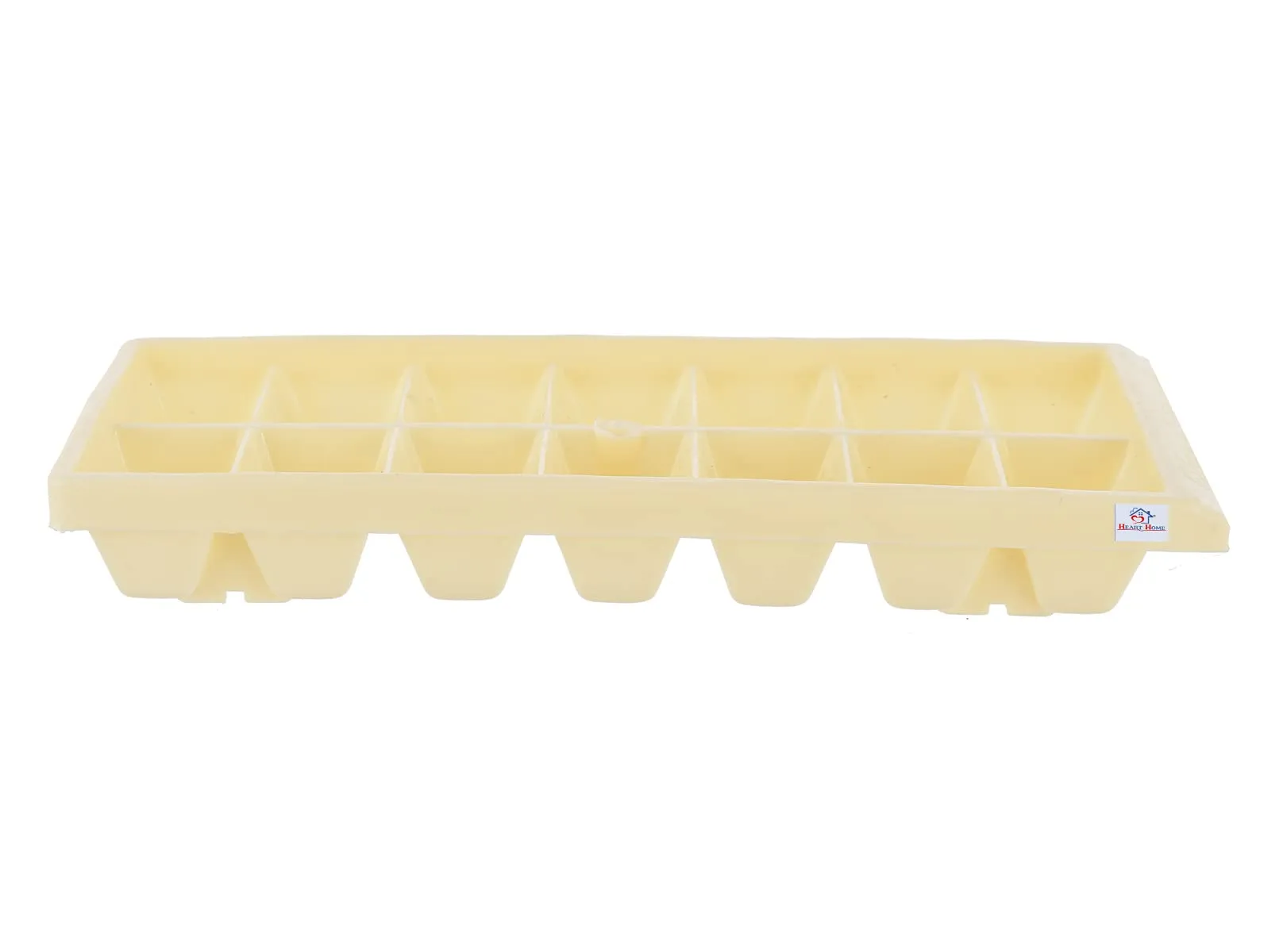 Heart Home Plastic Ice Cube Tray Set with 14 Section- Pack of 6 (Cream & Pink)-HS43HEARTH25787