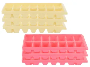 Heart Home Plastic Ice Cube Tray Set with 14 Section- Pack of 6 (Cream & Pink)-HS43HEARTH25787
