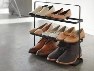 INDIAN DECOR Minimalistic Space Saving Portable Metal Shoe Rack - Black.