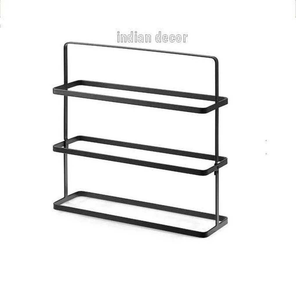 INDIAN DECOR Minimalistic Space Saving Portable Metal Shoe Rack - Black.