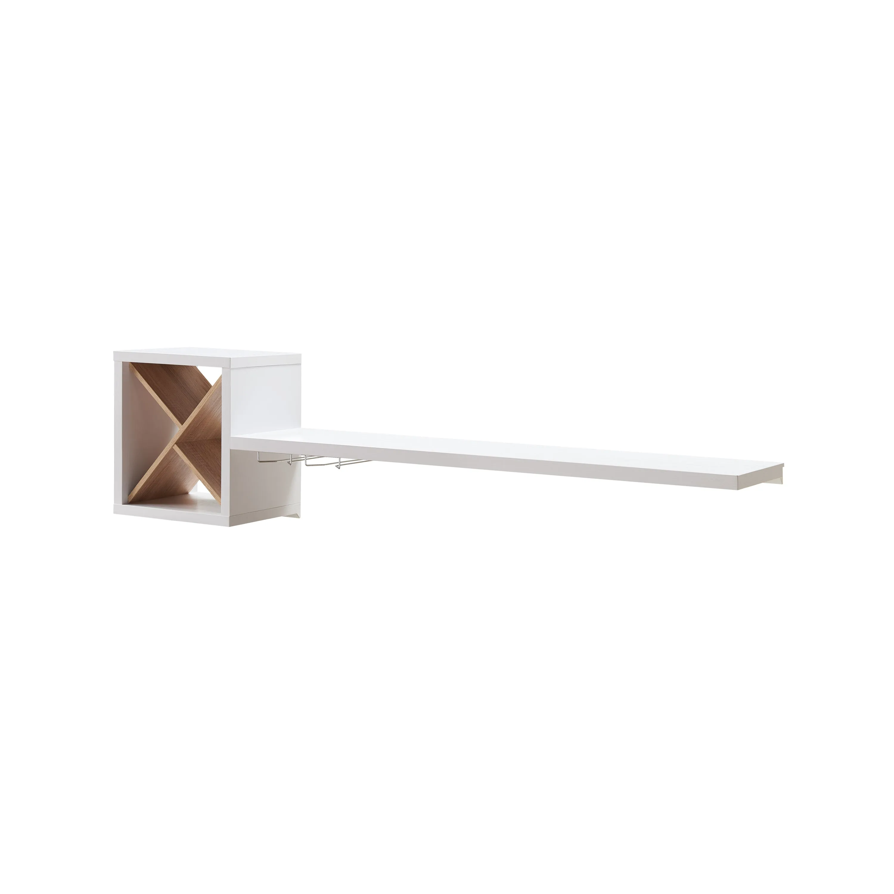 Kalish White 4-bottle Floating Home Bar with Hanging Stemware Rack