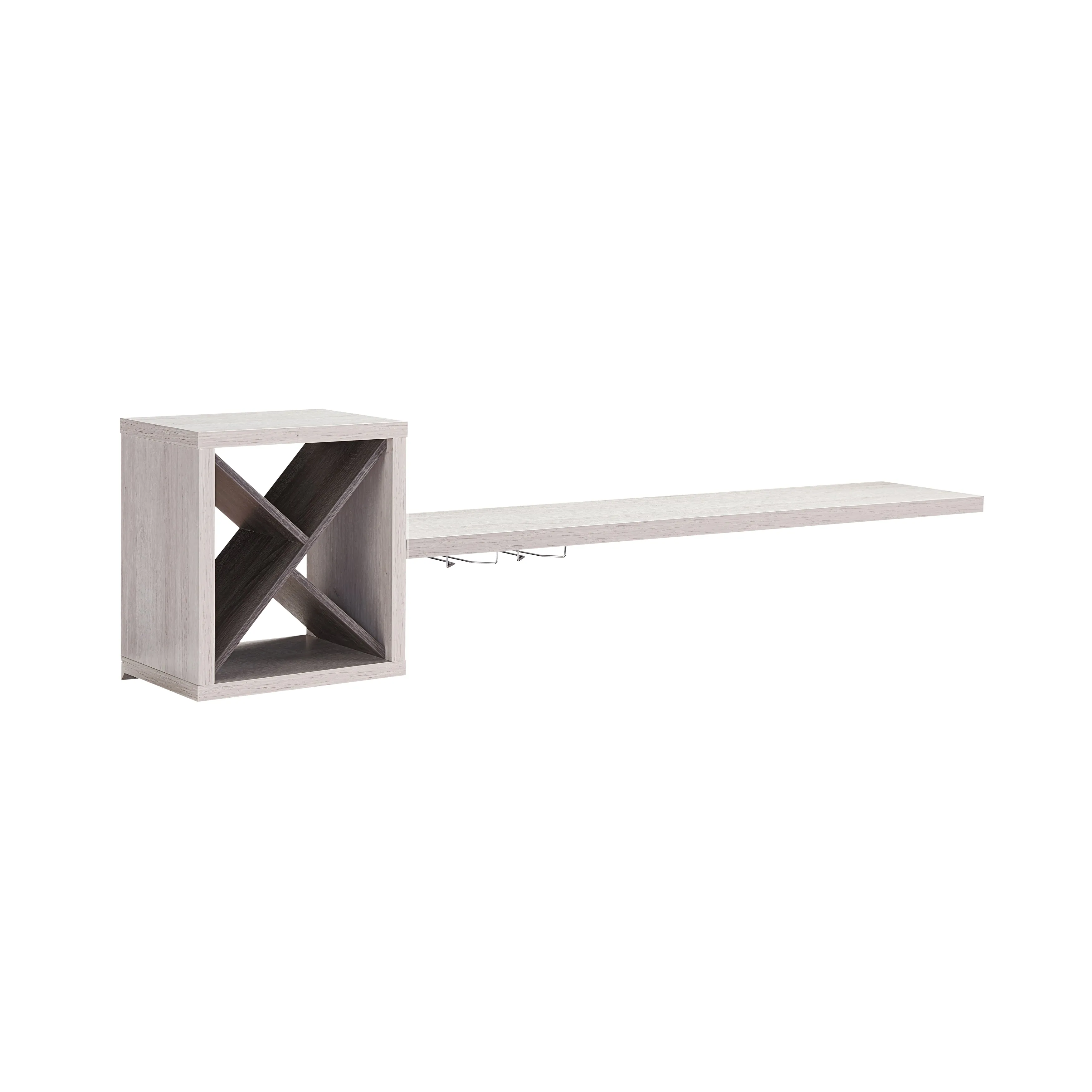 Kalish White 4-bottle Floating Home Bar with Hanging Stemware Rack