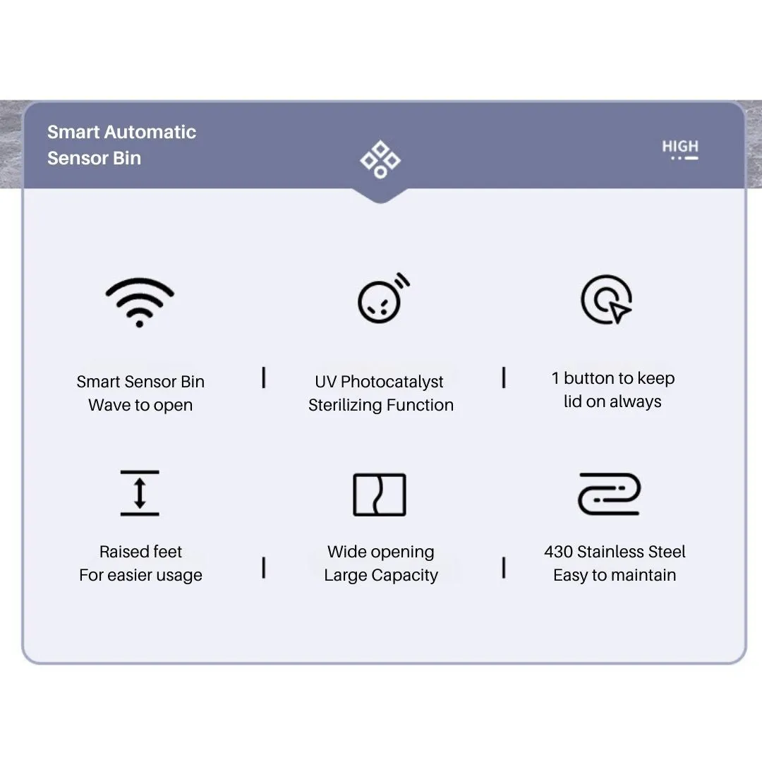 Kitchen Smart Sensor 50L Bin with legs (Rechargable)