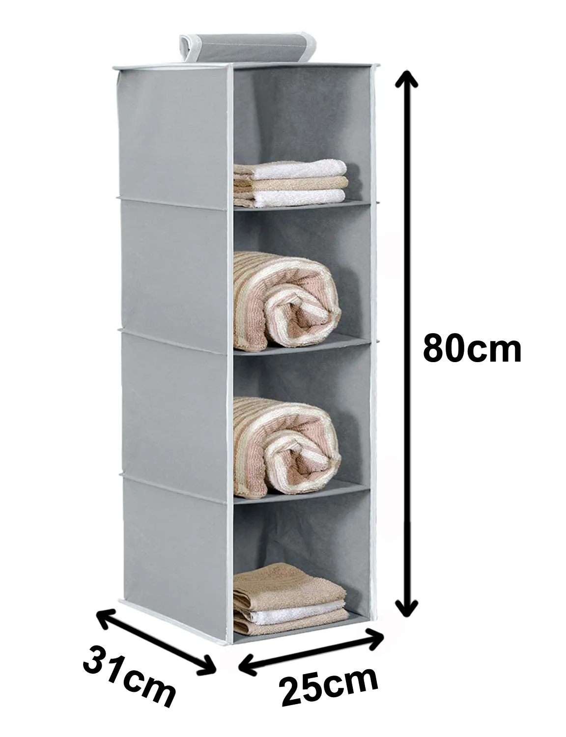 Kuber Industries Fabric 4 Shelf Closet Hanging Organizer,4 Tier Closet Wardrobe Organizer Clothes Storage Hanger For Family Closet Bedroom,Foldable&Universal Fit(Grey&Brown)-Pack Of 2-Kubmart15331