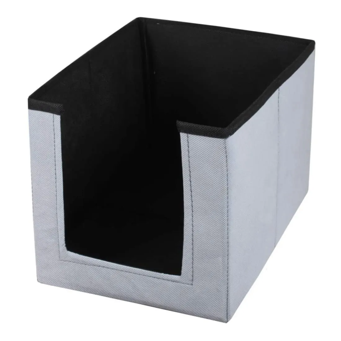 Kuber Industries Non-Woven Foldable Shirt Stacker Closet Organizer With Handles- Pack of 4 (Black & Grey)-HS43KUBMART26542