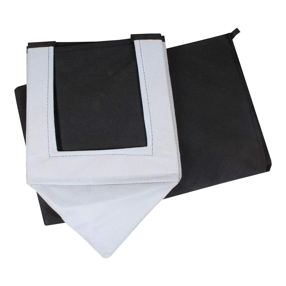Kuber Industries Non-Woven Foldable Shirt Stacker Closet Organizer With Handles- Pack of 4 (Black & Grey)-HS43KUBMART26542