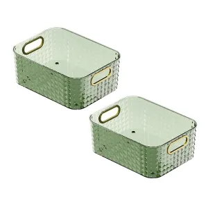 Kuber Industries Pack of 2 Multipurpose Portable Storage Container| Pantry Organise Basket | Organizer For Kitchen bathroom Accessories | Vanity Bins for Desktop Cosmetic-Storage | Dark Green