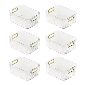 Kuber Industries Pack of 6 Multipurpose Portable Storage Container | Pantry Organise Basket | Organizer For Kitchen bathroom Accessories | Vanity Bins for Desktop Cosmetic-Storage | Transparent