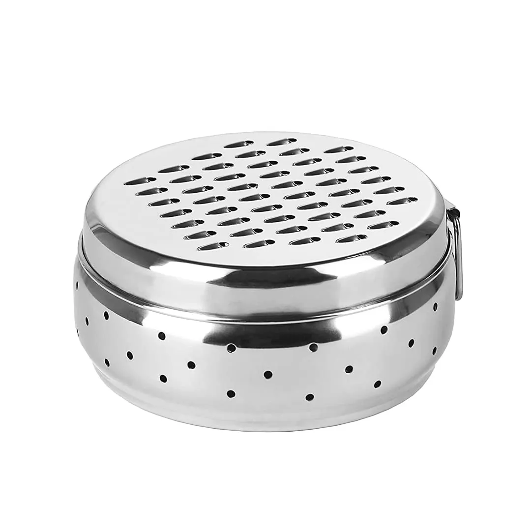 Kuber Industries Stainless Steel Grater with Storage|Stainless Steel, Multifunctional Use & Refrigerator Safe|Light Weight & Durable|Cheese,Carrot & Coconut Grater Lid with Ventilated Box (Pack of 2)