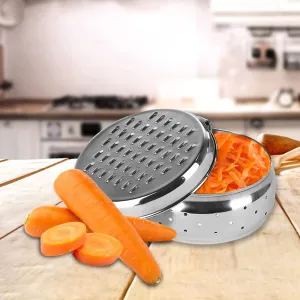 Kuber Industries Stainless Steel Grater with Storage|Stainless Steel, Multifunctional Use & Refrigerator Safe|Light Weight & Durable|Cheese,Carrot & Coconut Grater Lid with Ventilated Box (Pack of 2)