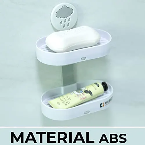 Kuber Industries Two Tier Hanging Soap Case|Self Adheshive & Easy to Install|Waterproof Drainage Design|Space Optimizing|Multi Utility Sink Organizers|CM02|Set of 2|White