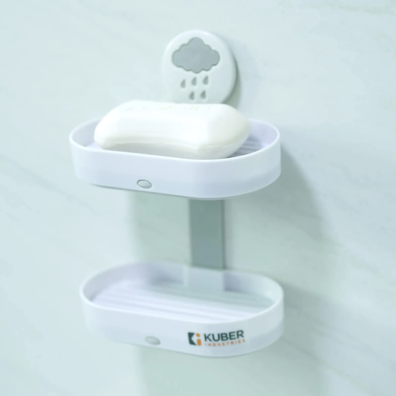 Kuber Industries Two Tier Hanging Soap Case|Self Adheshive & Easy to Install|Waterproof Drainage Design|Space Optimizing|Multi Utility Sink Organizers|CM02|Set of 2|White