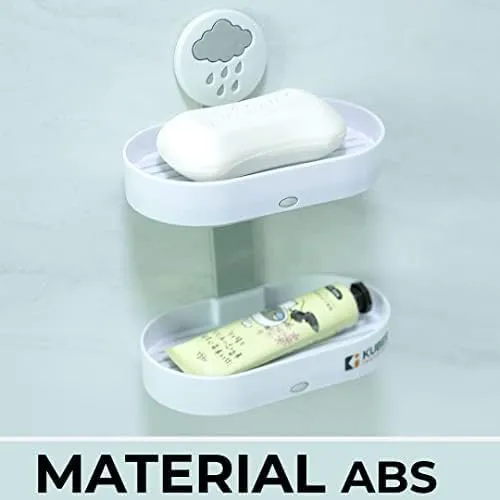 Kuber Industries Two Tier Hanging Soap Case|Self Adheshive|Waterproof Drainage Design|Space Optimizing|Multi Utility Sink Organizers|CM02|Set of 12|White